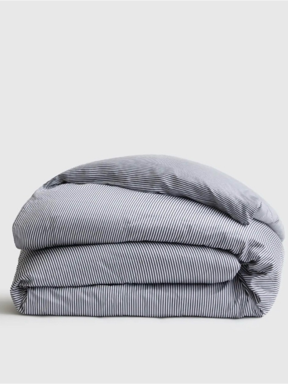 Quince Classic Organic Percale Duvet Cover Queen Size In Oxford Stripes NWT